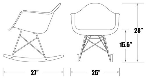 Molded Modern Rocking Armchair Lounge Cradle Arm Chair White   Midcentury   Rocking Chairs   by Best Made Furniture  Houzz