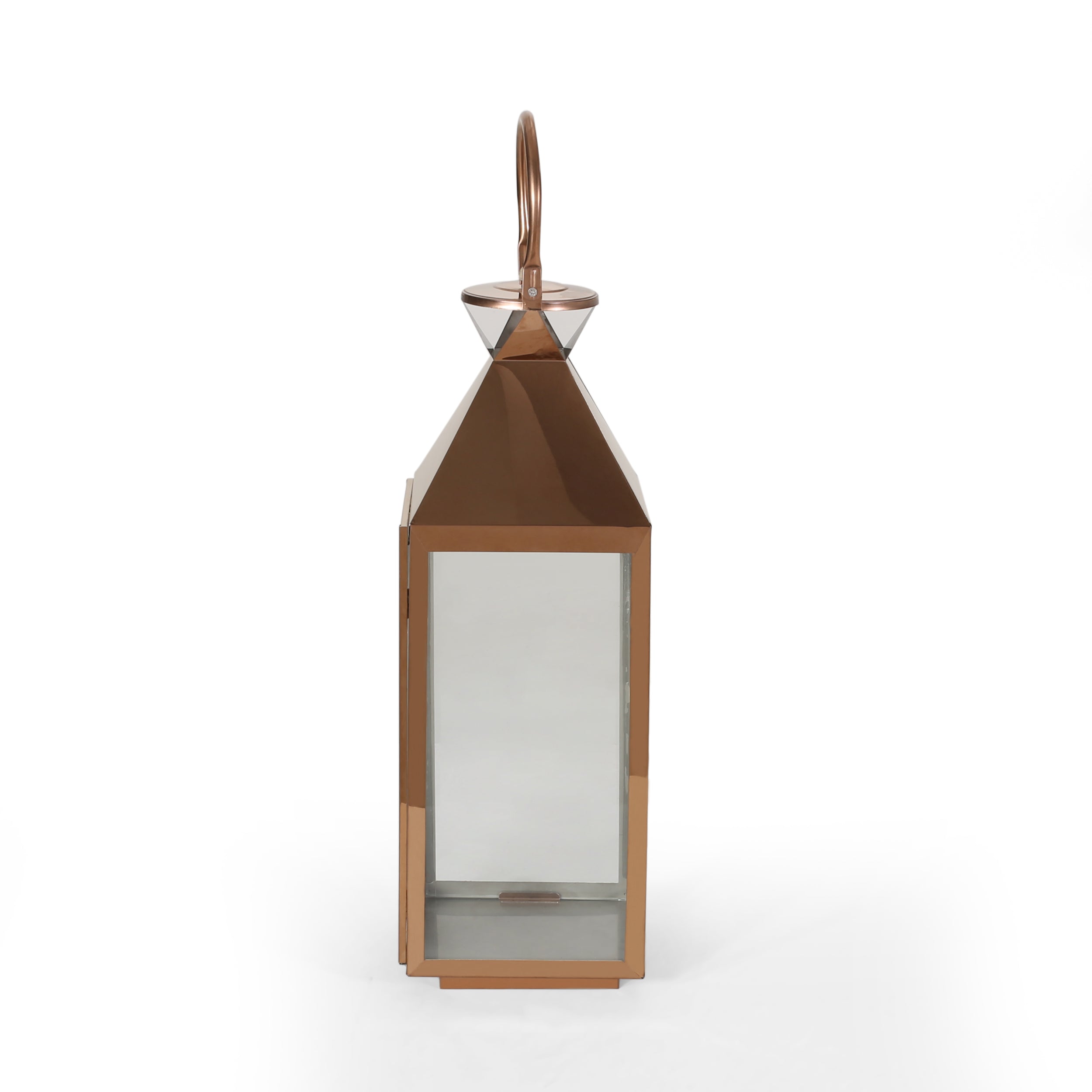 Peregrine Outdoor Stainless Steel Lantern Set， Rose Gold