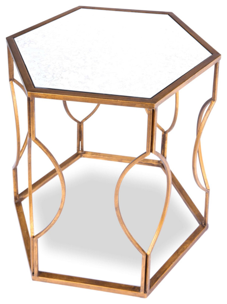 Hexagonal Antique Gold Side Table  Liang  ampEimil Tao   Contemporary   Side Tables And End Tables   by Oroa   Distinctive Furniture  Houzz