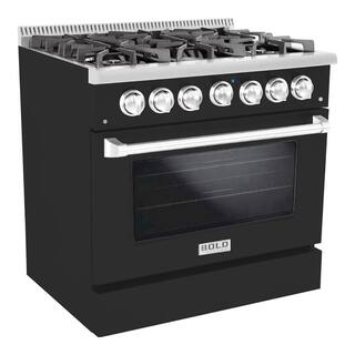 Hallman BOLD 36 in. 5.2 cu. ft. 6 Burner Freestanding All Gas Range with Gas Stove and Gas Oven in. Grey Family HBRG36CMMG-LP