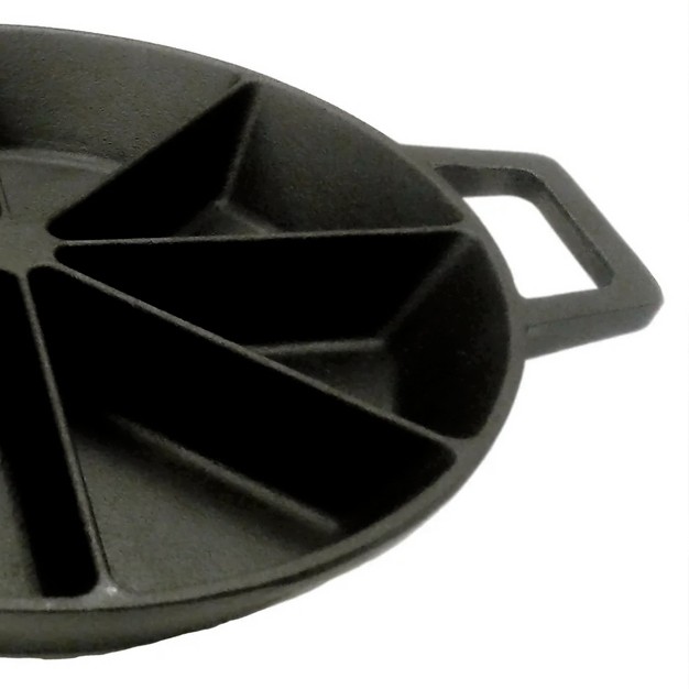 Bayou Classic 10 Inch Round Cast Iron Wedge Cornbread Skillet Bakeware Pan With Side Loop Handles For 8 Wedges Of Cornbread Black