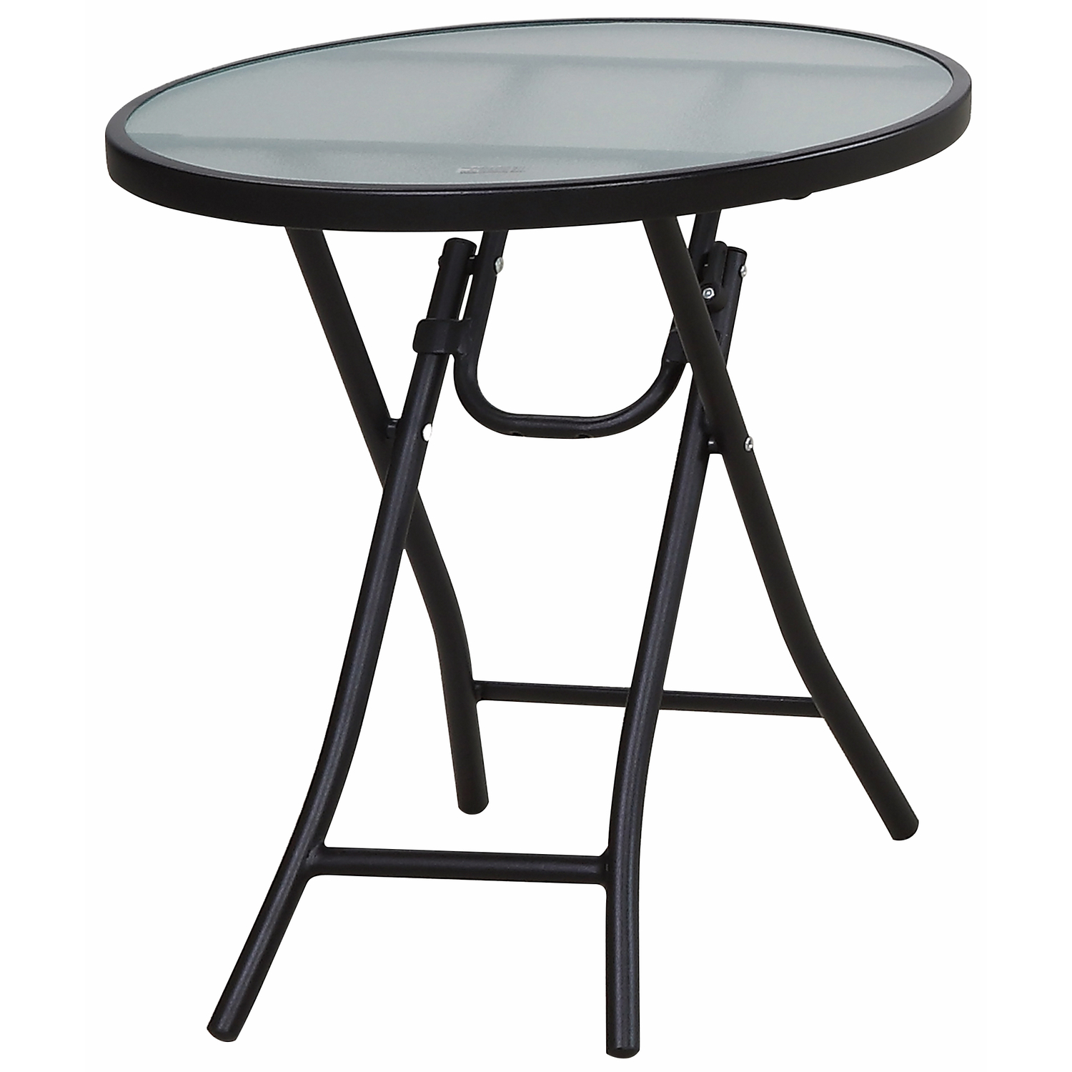 Living Accents Black Round Glass Folding Side Table