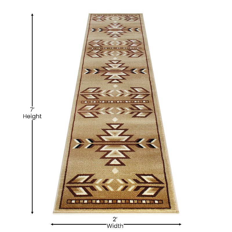 Masada Rugs Masada Rugs Southwest 2'x7' Native American Area Rug Runner in Beige