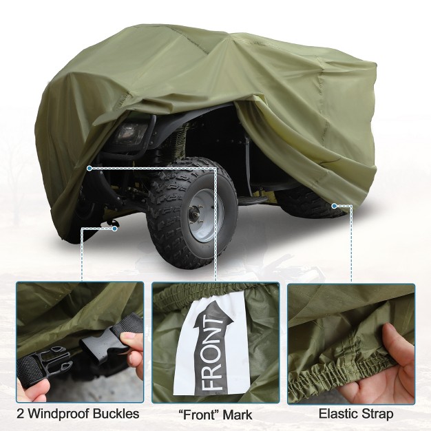 Unique Bargains Outdoor 190t pu Waterproof Double Stitched Seams Atv Cover Green