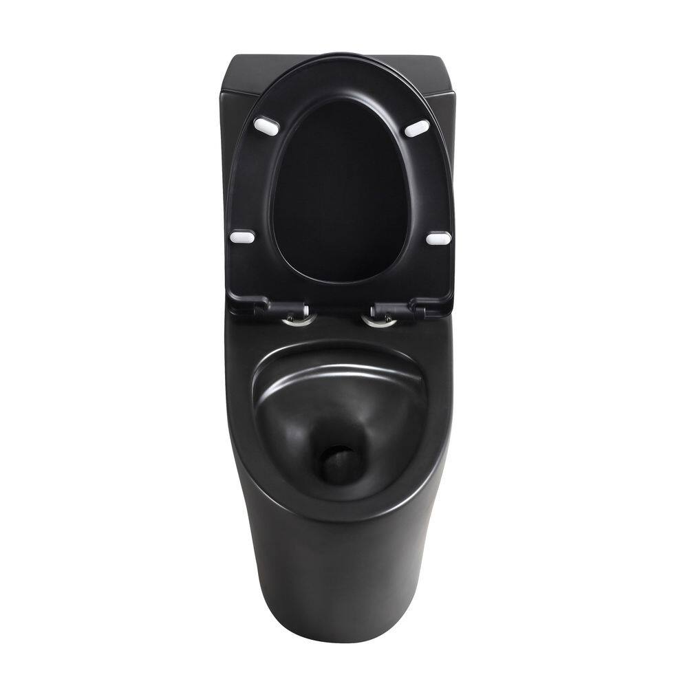 12 in. 1-piece 1.11.6 GPF Dual Flush Elongated Toilet in Black Soft Close Seat Included (cUPC Approved) MB21S0901