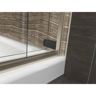 KOHLER Levity 59.625 in. W x 62 in. H Semi-Frameless Sliding Tub Door in Anodized Brushed Bronze with Towel Bar K-706004-L-ABV