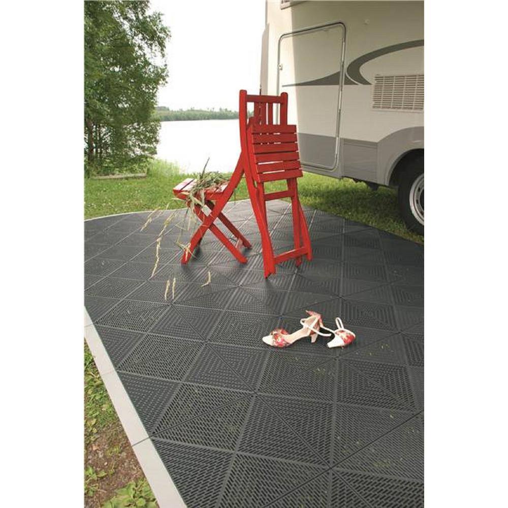 Bergo Unique 14.9 in. x 14.9 in. Graphite Polypropylene Garage Floor Tile (21.6 sq. ft.  case) UITILEGP2