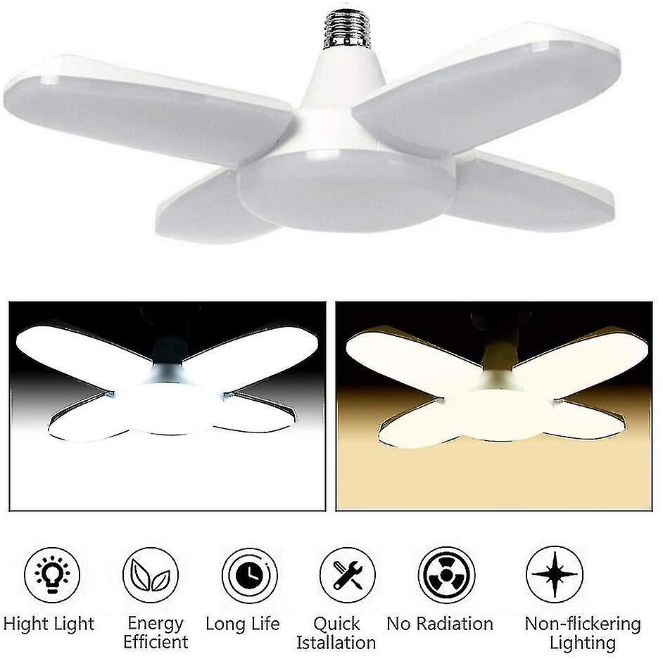 Energy Saving Foldable Four-leaf Light Super Bright Garage Lights Ceiling Daylight Lamp For Home Basement