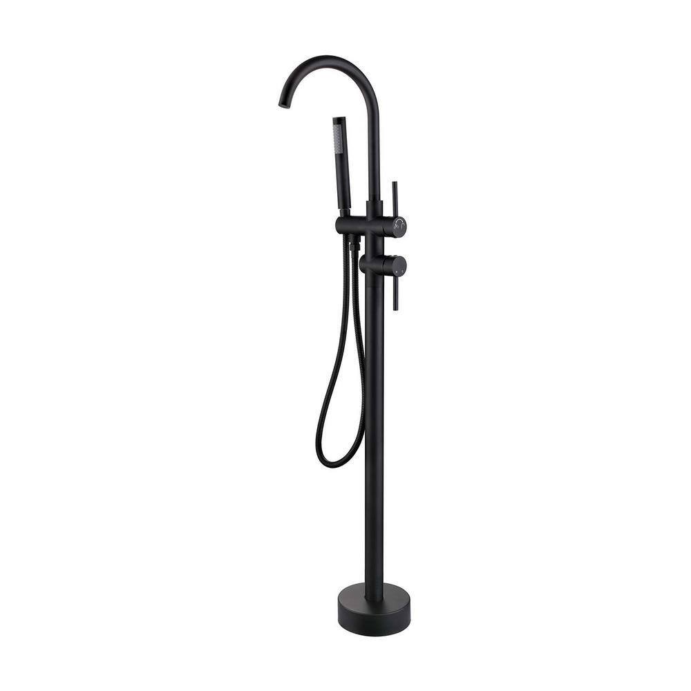 GIVING TREE 2-Handle Claw Foot Freestanding Tub Faucet with Pressure-Balanced Control with Hand Shower in Matte Black RMHDFAUC0024