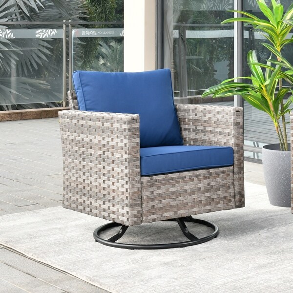 OVIOS Swivel Rocking Wicker Chair