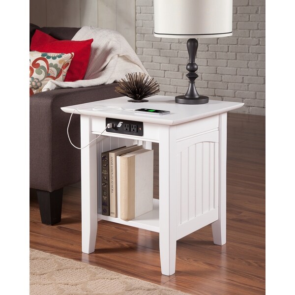 Nantucket Solid Wood End Table with USB Charger Set of 2