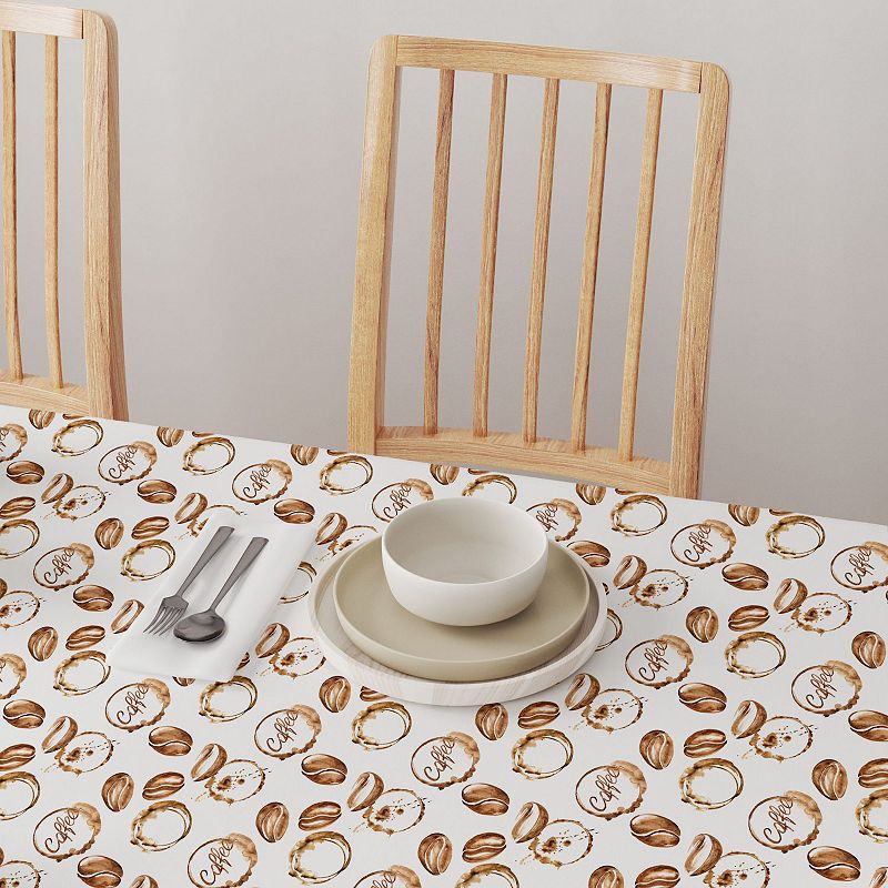 Square Tablecloth， 100% Polyester， 60x60， Coffee Shop Print