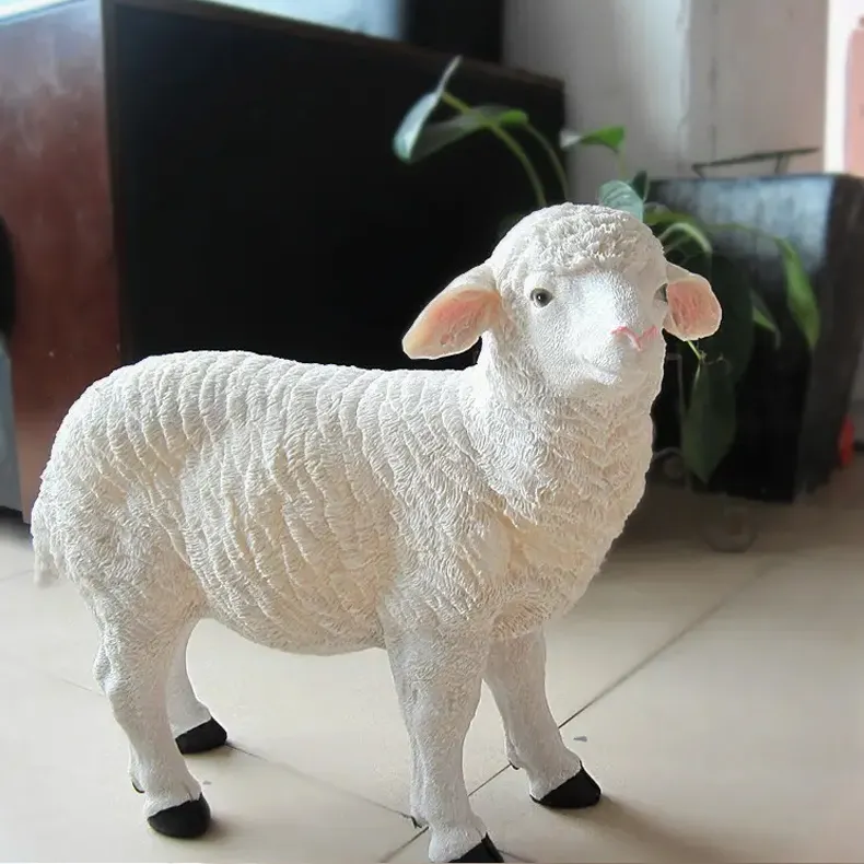 Resin handi craft animal zodiac sheep garden decoration lucky landscape animal sculpture garden supplies