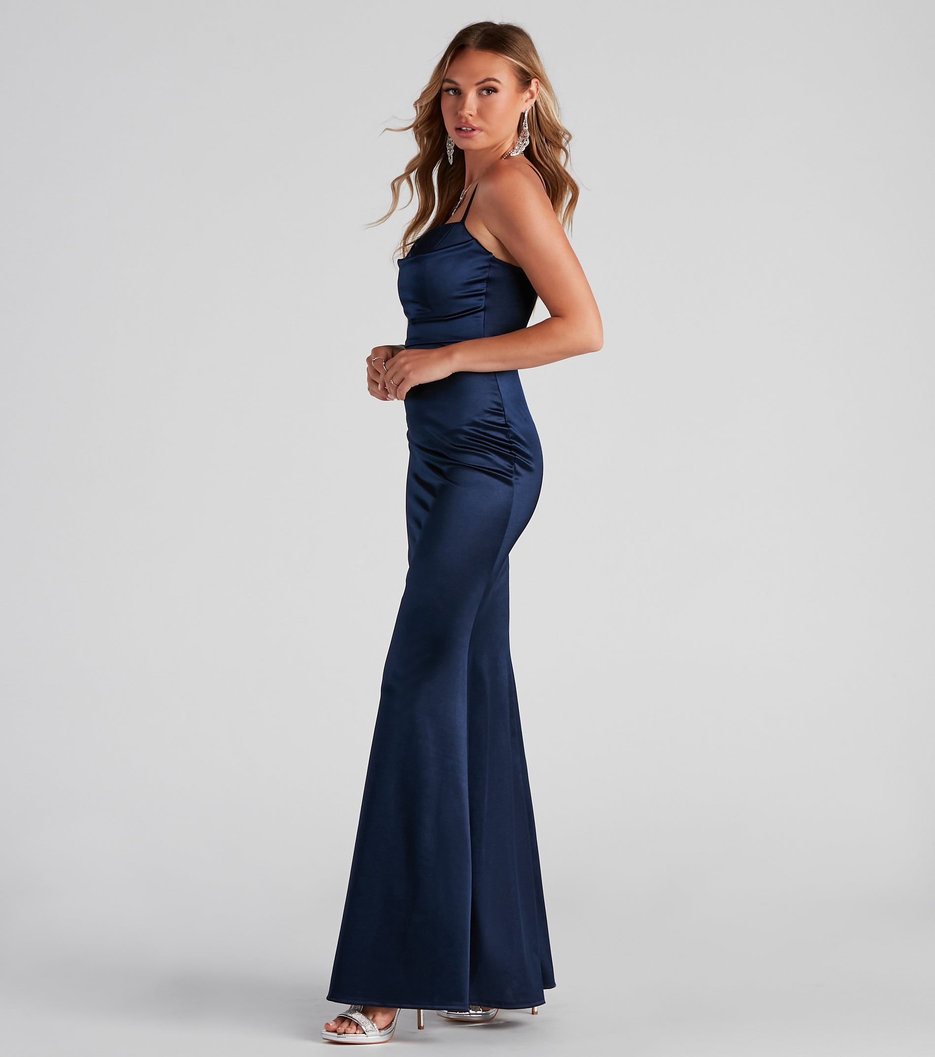 Ciara Sleeveless Satin Formal Dress