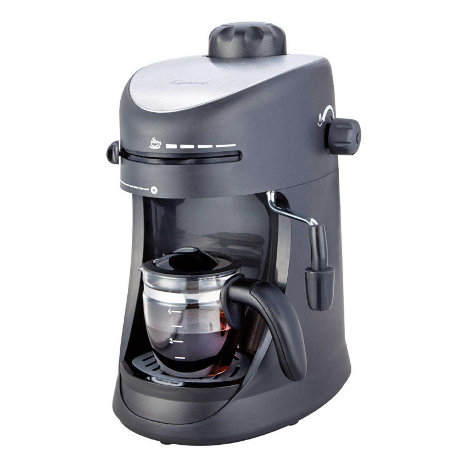 Capresso 4 cups Black/Silver Cappuccino/Espresso Maker