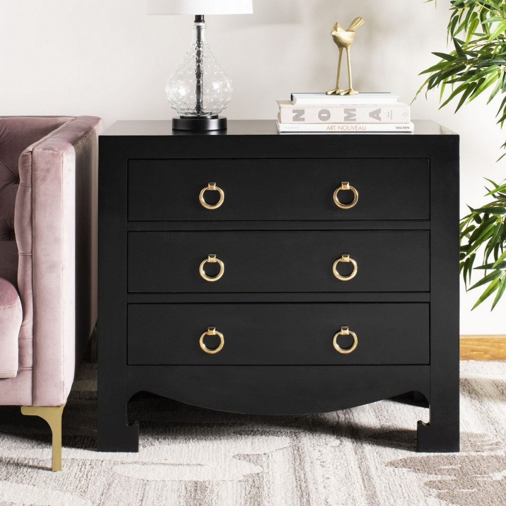 Elle 3 Drawer Chest Black/Gold   Transitional   Accent Chests And Cabinets   by V.S.D Furniture  Houzz