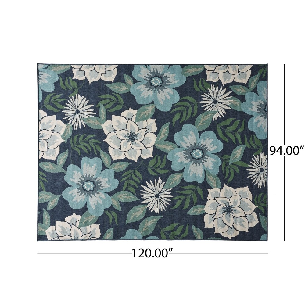 Meza Blue and Green Floral Outdoor Area Rug by Christopher Knight Home