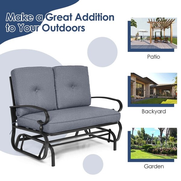 Costway 2Person Outdoor Swing Glider Chair Bench Loveseat Cushioned