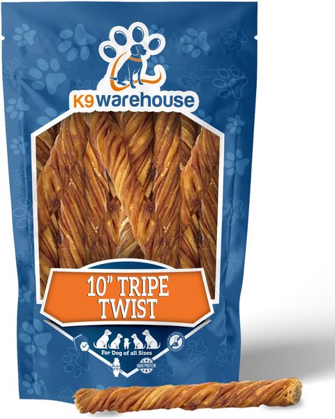 K9warehouse Tripe Twist 10-inch Beef Flavored Dog Chews