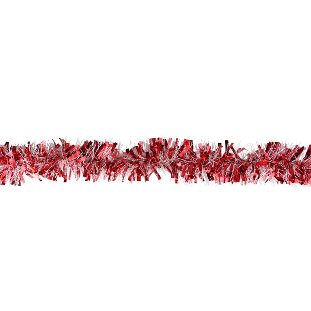 Unlit Red And Snowblush Cut Christmas Tinsel Garland