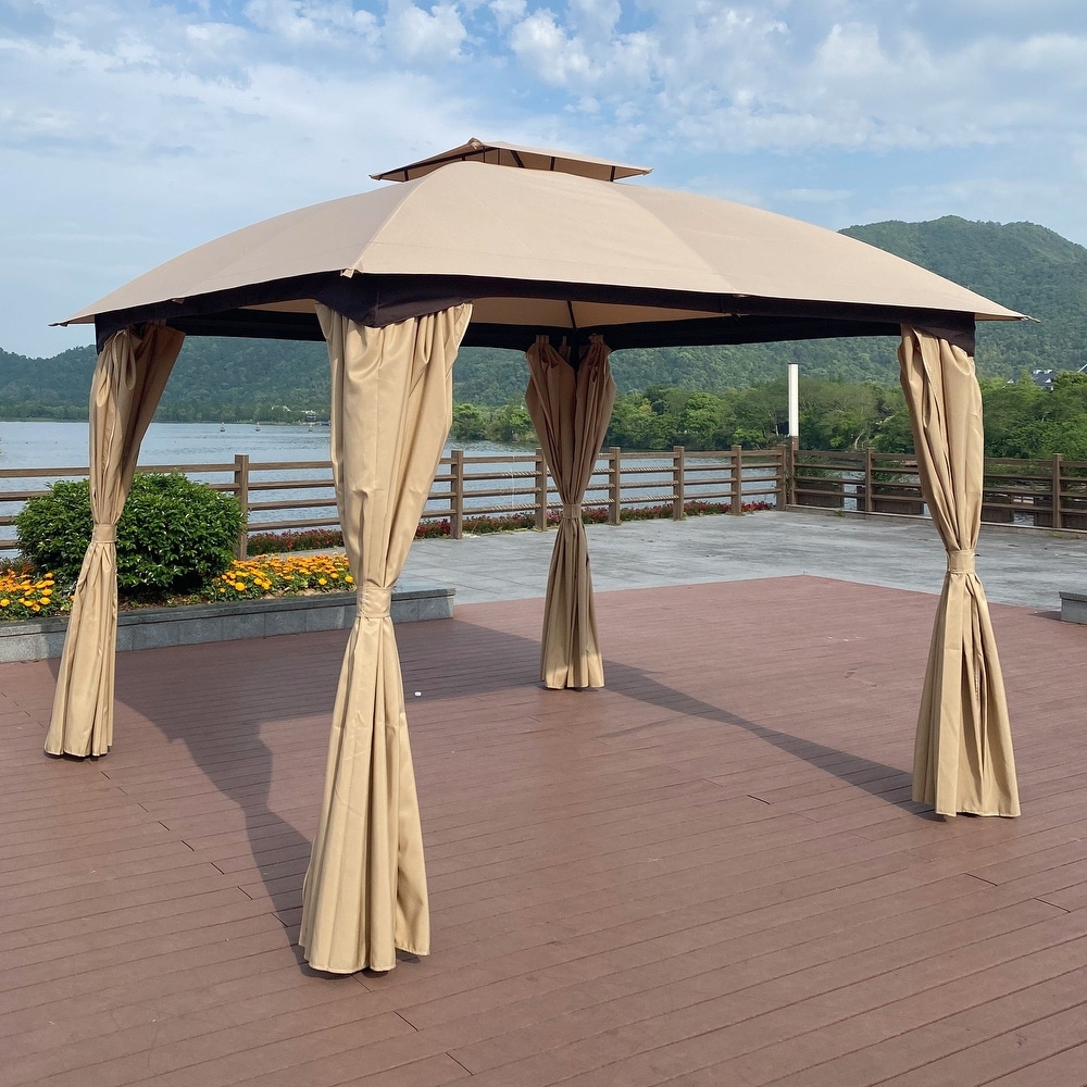 10' X 10' Steel Polyester Soft Top Outdoor Canopy Gazebo Tent