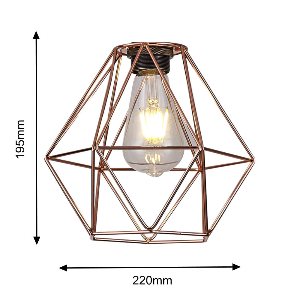 Britalia BRFY745-CU Copper Retro Geometric Cage Easy Fit Shade 22cm