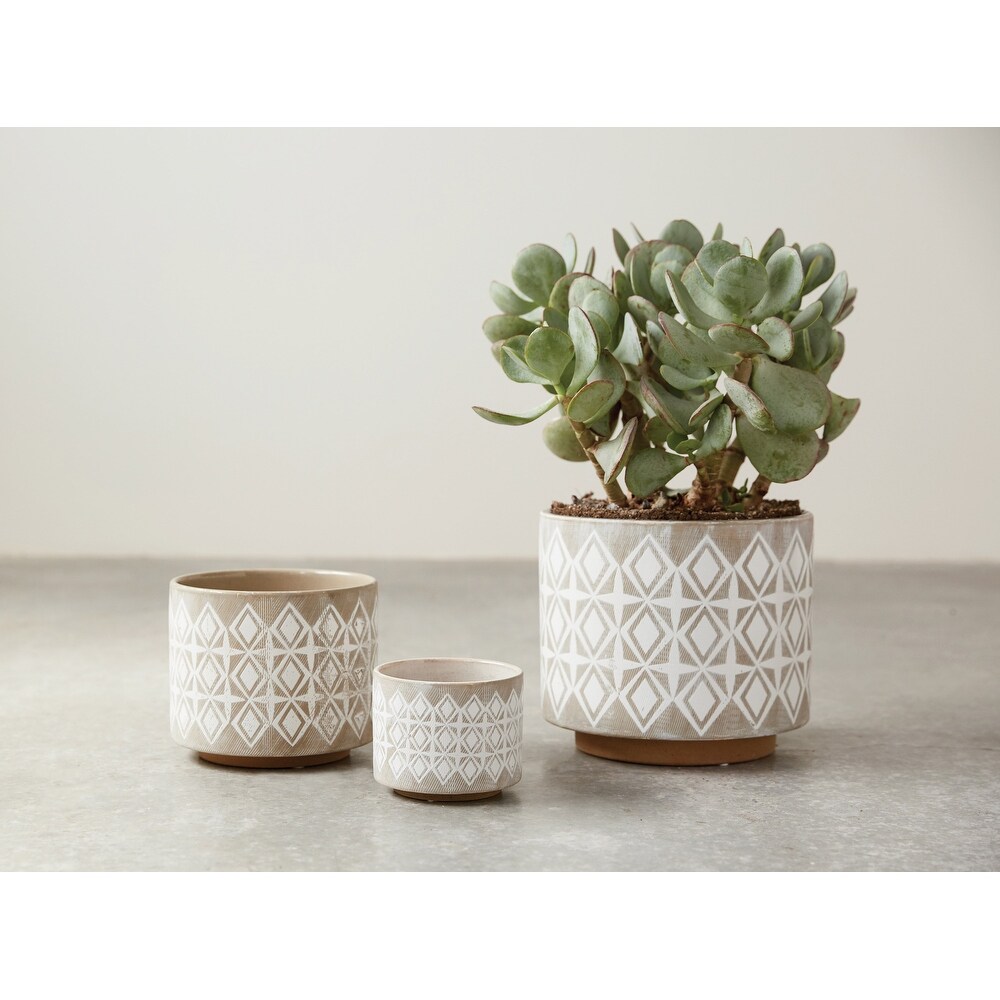 Grey   White Stoneware Pots (Set of 3 Sizes)