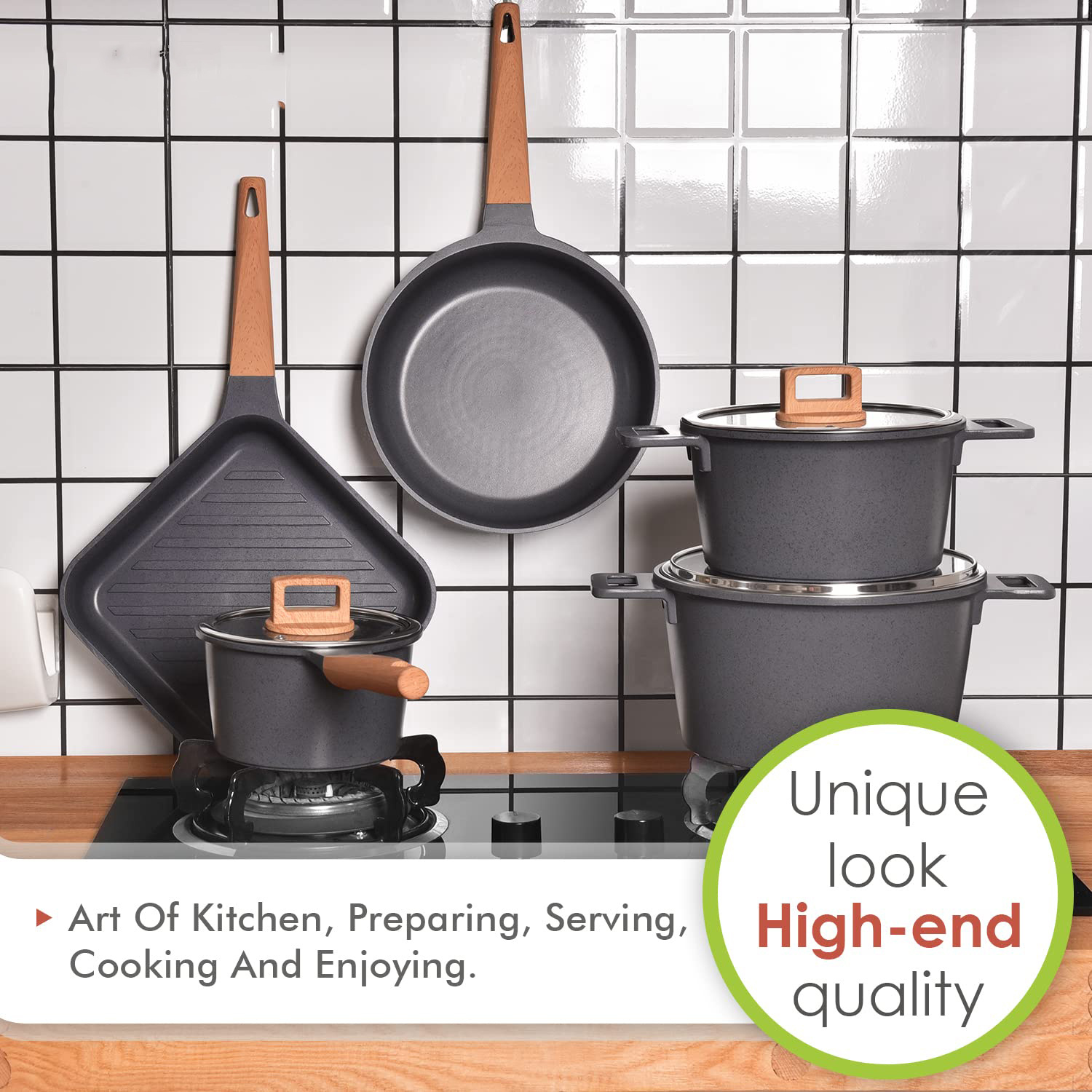 Nonstick Pots and Pans Set with Cooking Utensil 15 Piece