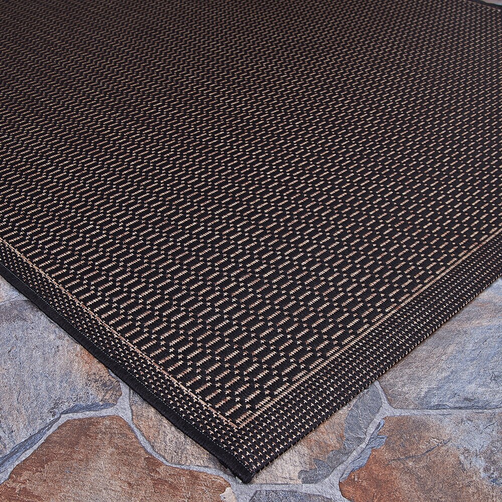 Dream Decor Rugs Pergola Basketweave Black Brown Outdoor Area Rug