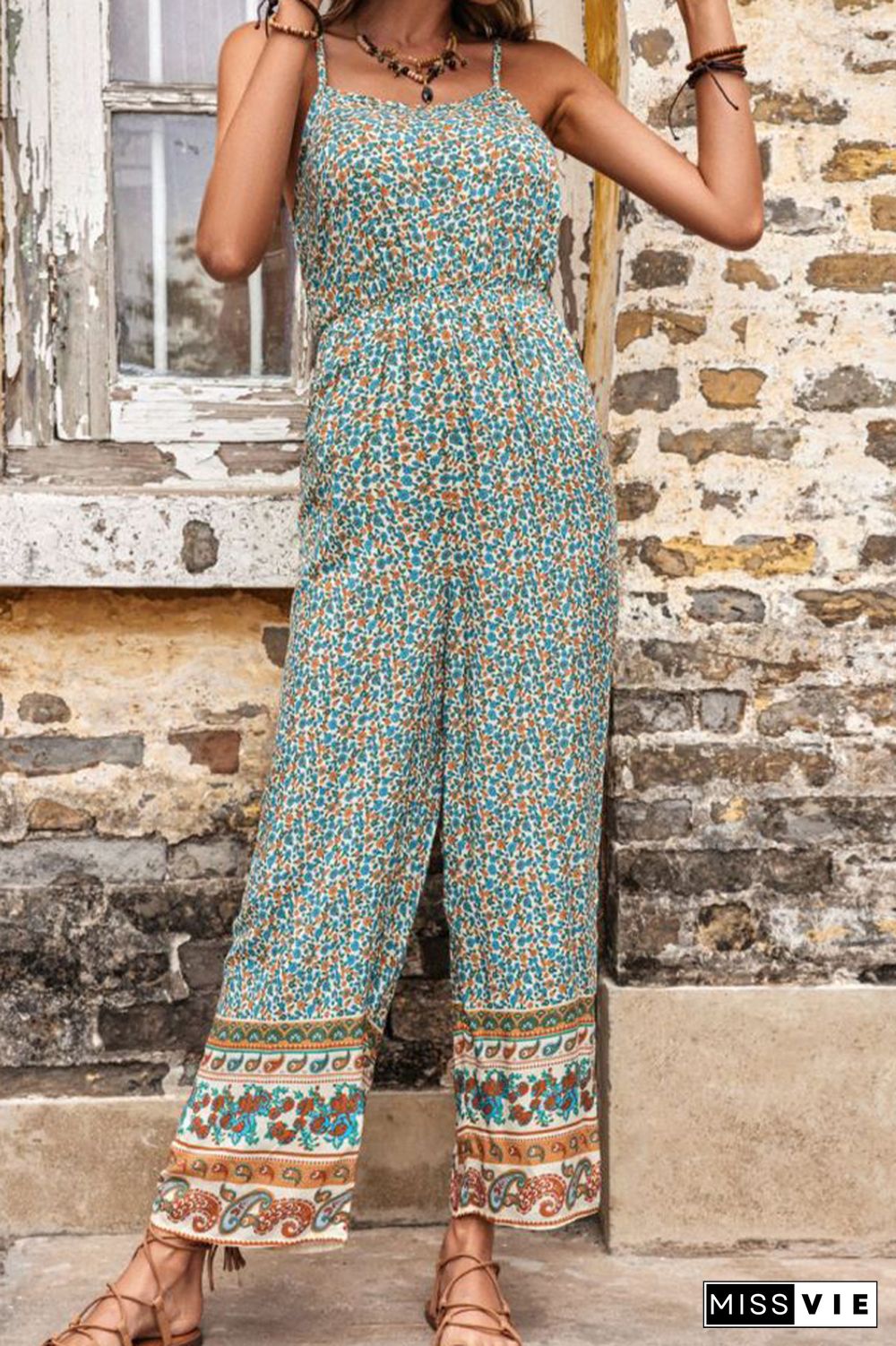 Print Sleeveless Long Jumpsuit Wholesale