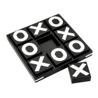 Hathaway Vintage Tic Tac Toe Set-Wood Includes Board in Ebony Finish (9-Pieces) BG3149