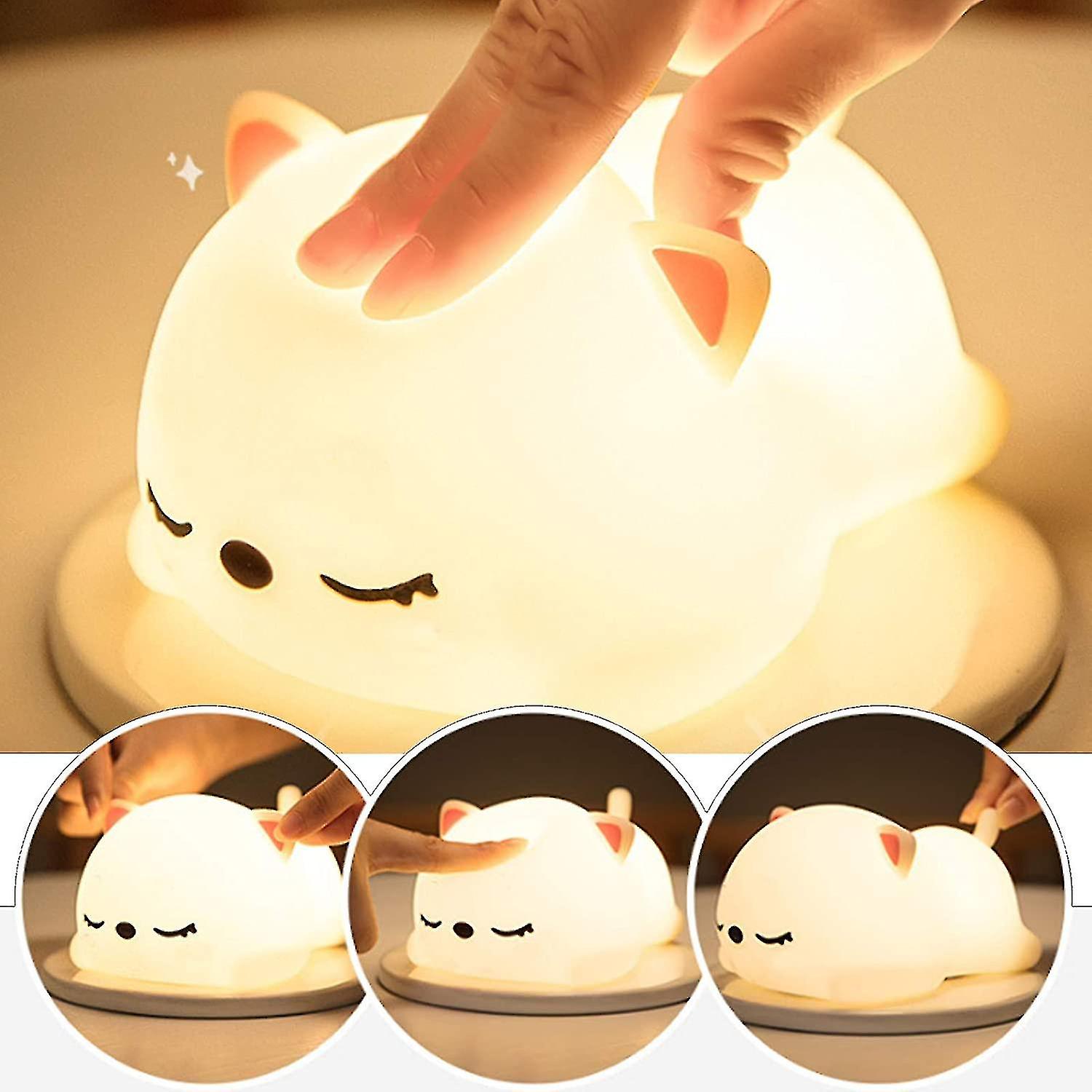 Portable Child Night Light， 7 Colors Led Silicone Cat Lamp， Baby Room Lamp， Usb Rechargeable Cute Color Changing Lamp Christmas Birthday Gift