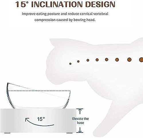 Orthopedic Anti-vomiting Pet Bowl With Raised Stand， Double Bowl Cat Feeder， 15 Tilted Platform， Perfect For Cats