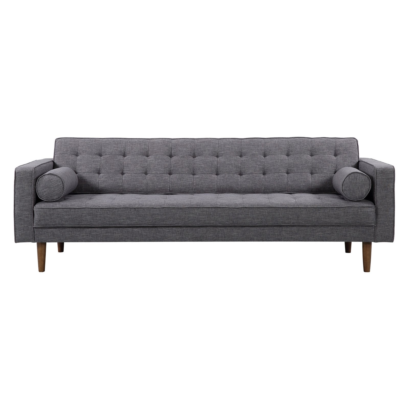 Element Sofa in Dark Gray Linen and Walnut Legs