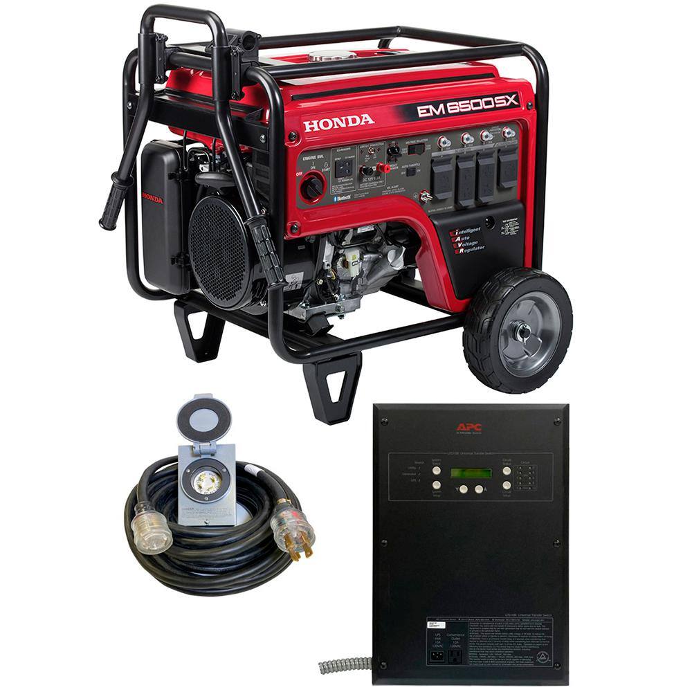 Honda 6500-Watt Electric Start Standby Gas Generator 120240-Volt Single Ph with Bluetooth and 10 Circuit Auto Transfer Switch HP2S-EM6500