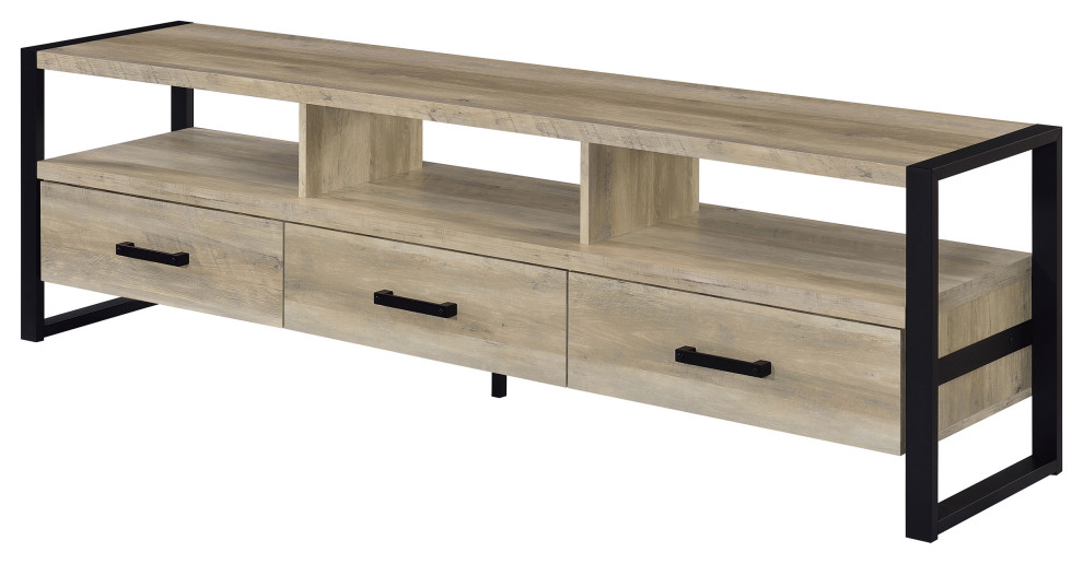 James 3 drawer Composite Wood 71 quotTV Stand Antique Pine   Modern   Entertainment Centers And Tv Stands   by Modon  Houzz