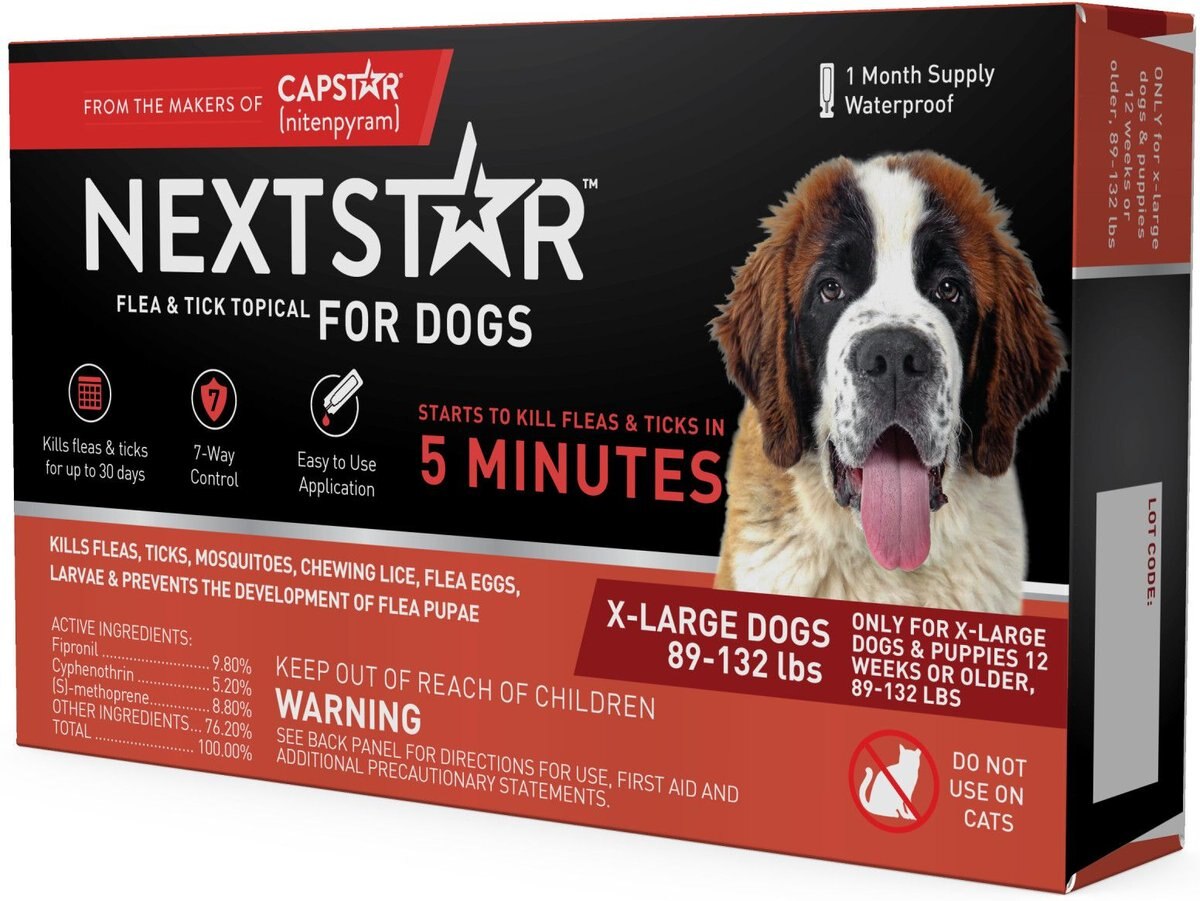 NextStar Flea and Tick Spot Treatment for X-Large Dogs， 89-132 lbs