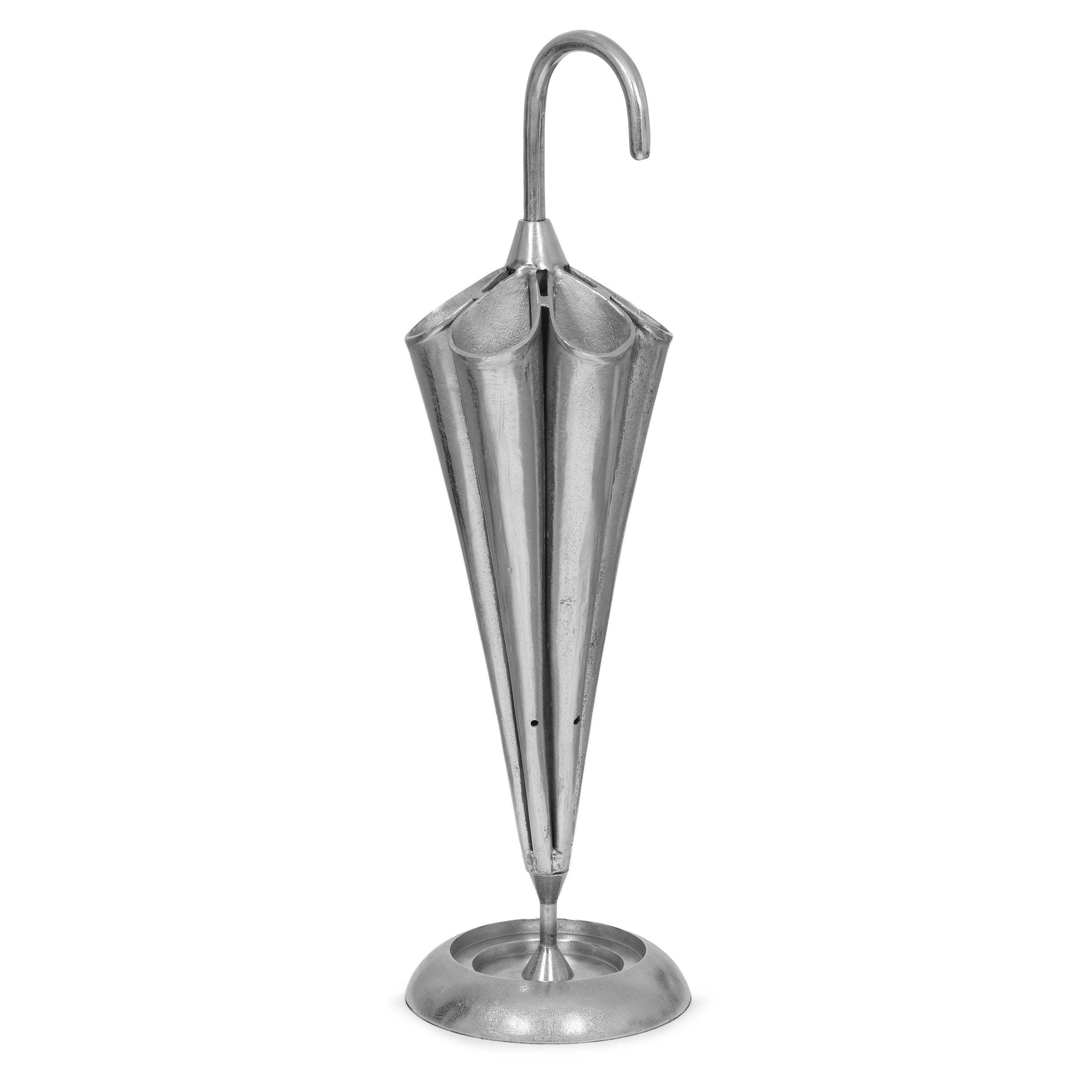 Ridgeway Handcrafted Aluminum Umbrella Stand Sculpture, Raw Nickel