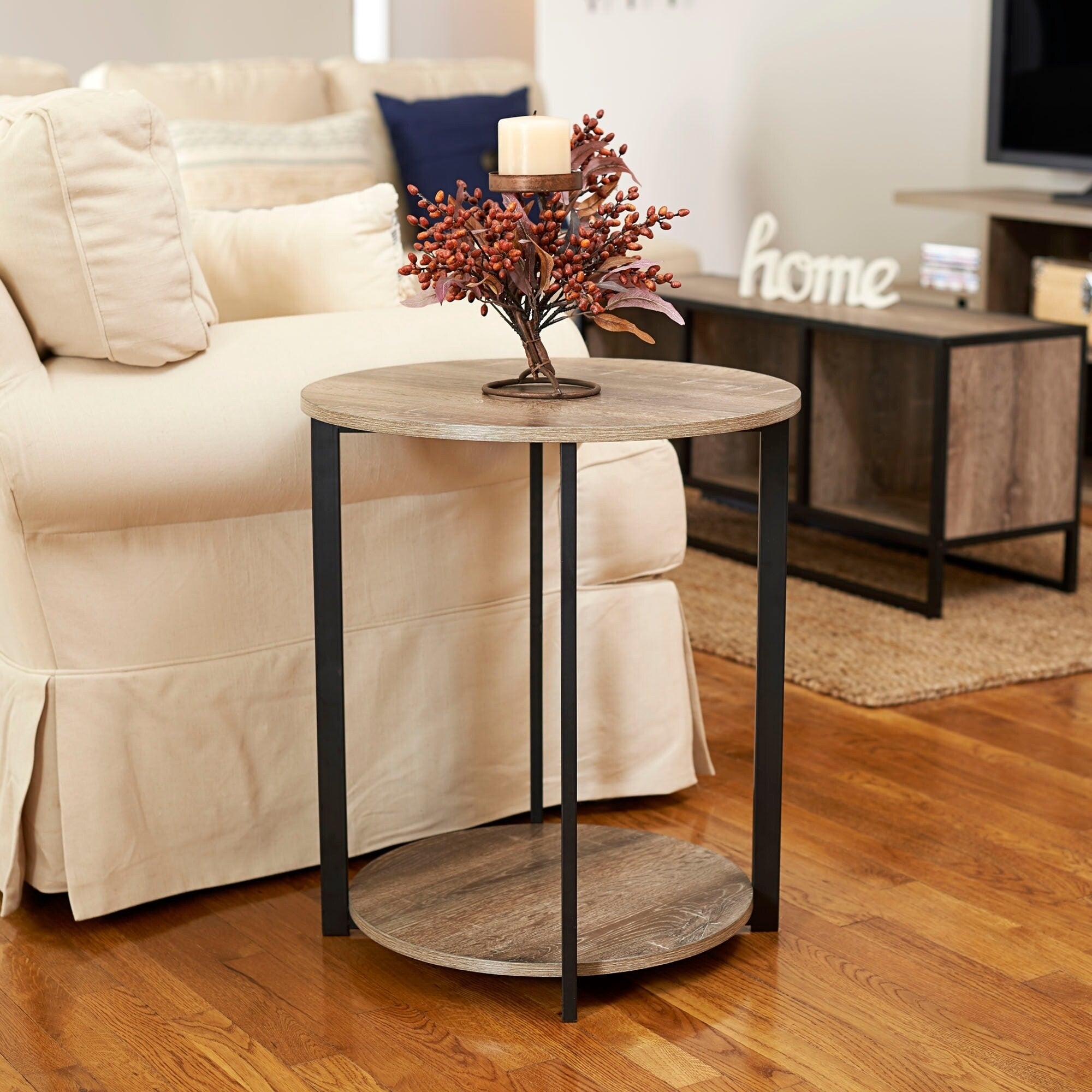 Carbon Loft Mullis Ashwood Round Double Tier End Table