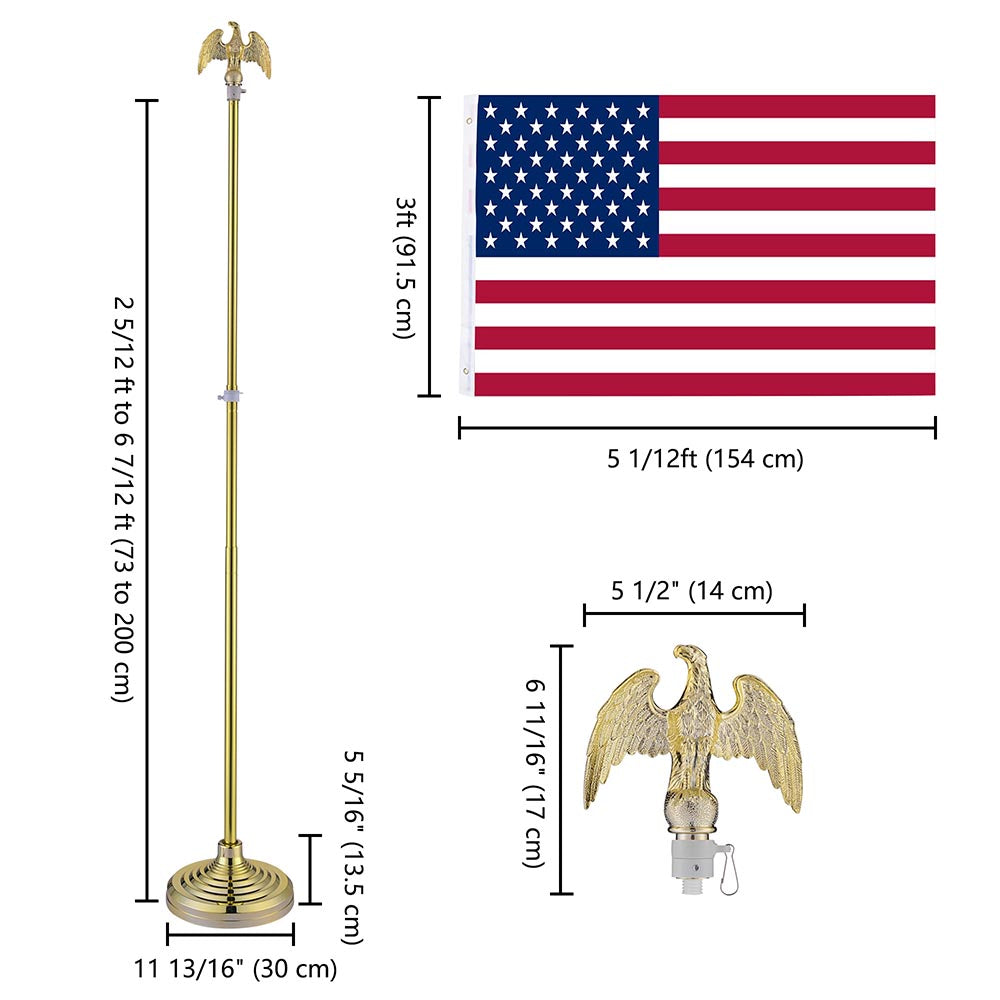 Yescom 6' Indoor Flagpole with Stand US Flag