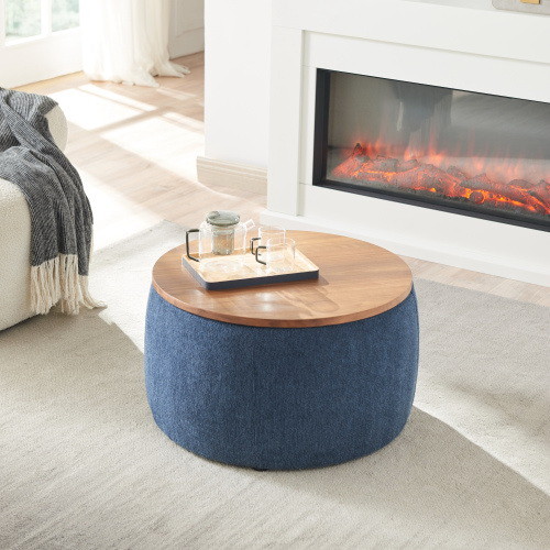 Round Storage Ottoman  2 in 1 Function  Work as En...