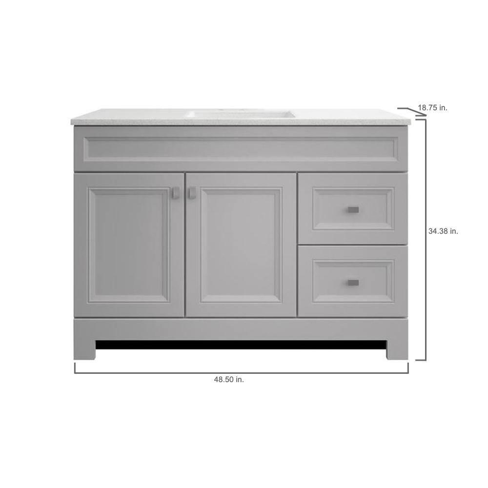 Home Decorators Collection Sedgewood 48.5 in. W Configurable Bath Vanity in Dove Gray with Solid Surface Top in Arctic with White Sink PPLNKDVR48D