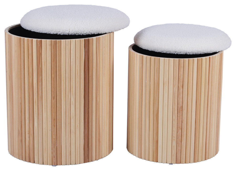 Sagano Nesting Storage Ottomans  2 Piece Set   Modern   Footstools And Ottomans   by TOV Furniture  Houzz