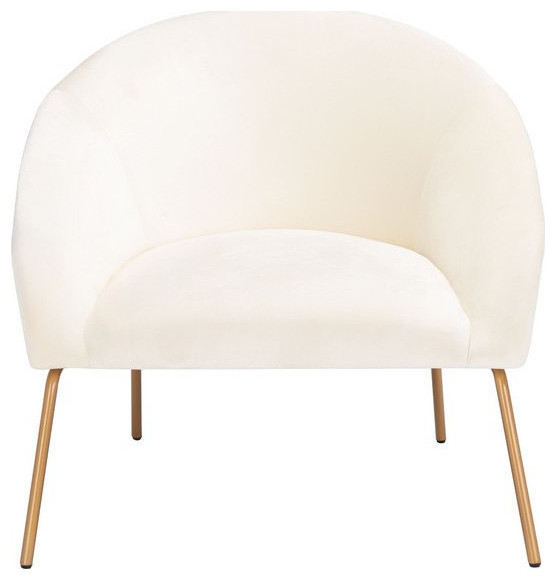 Andi Accent Chair  Cream Velvet   Midcentury   Armchairs And Accent Chairs   by Rustic Home Furniture Deco  Houzz