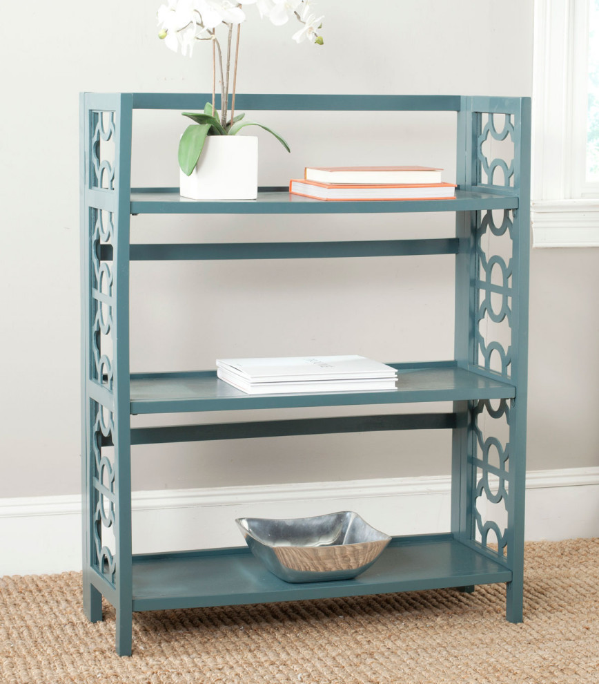 Pandora 3 Tier Low Bookcase Teal   Contemporary   Bookcases   by AED Luxury Home Decor  Houzz