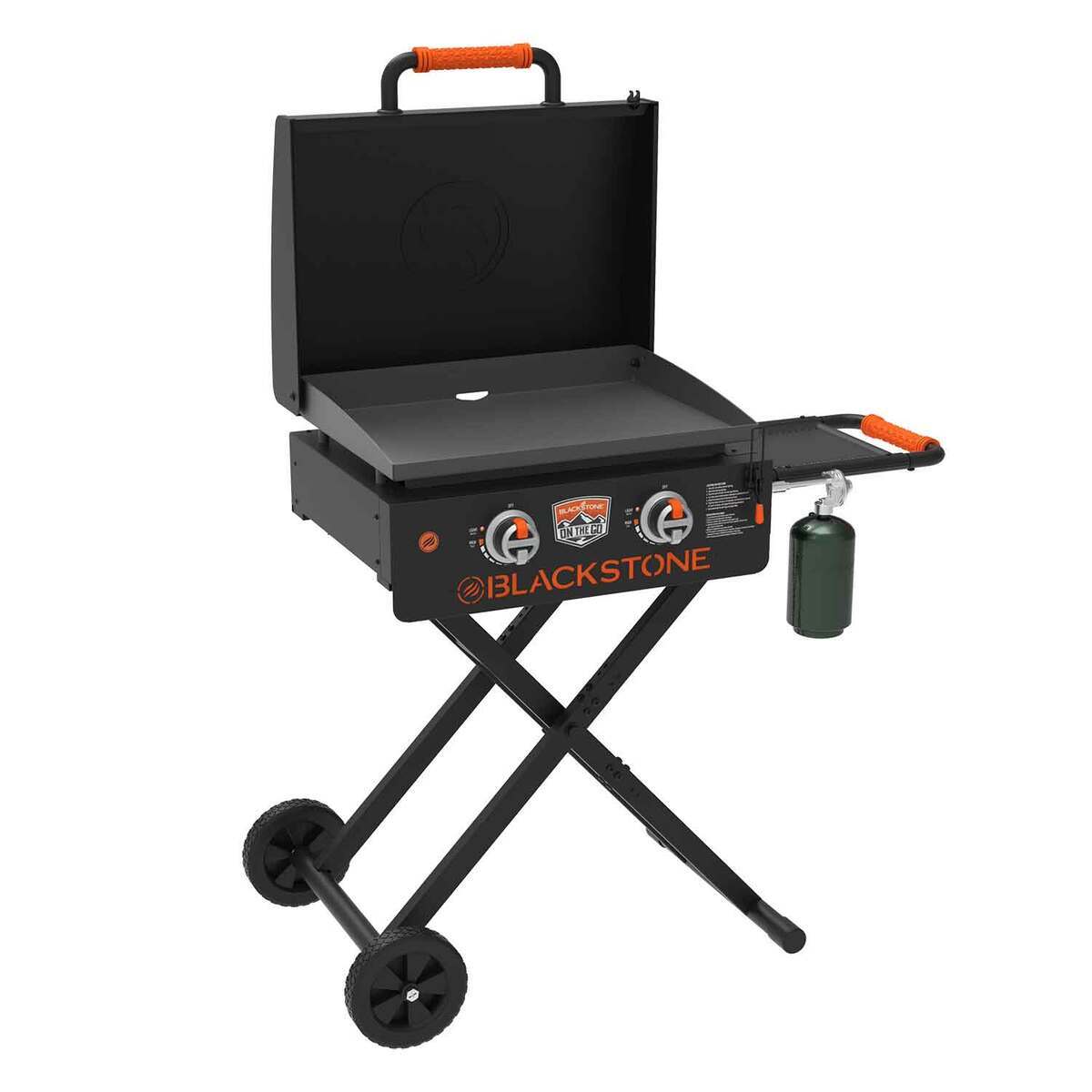 Blackstone On The Go 22in Scissor Leg Griddle with Hood 2 Burner Grill  Black