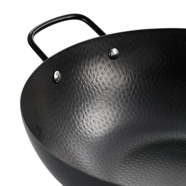 Gibson Home Hammered 13 Inch Heavy Gauge Carbon Steel Wok In Black