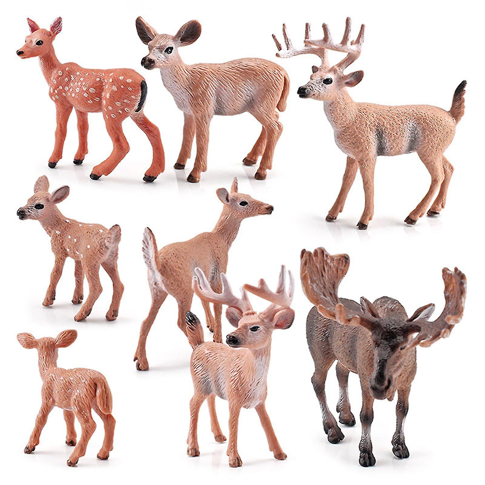 8pcs Deer Figurines Model Deer Toys Figure Small Woodland Animals Set Kids Toys