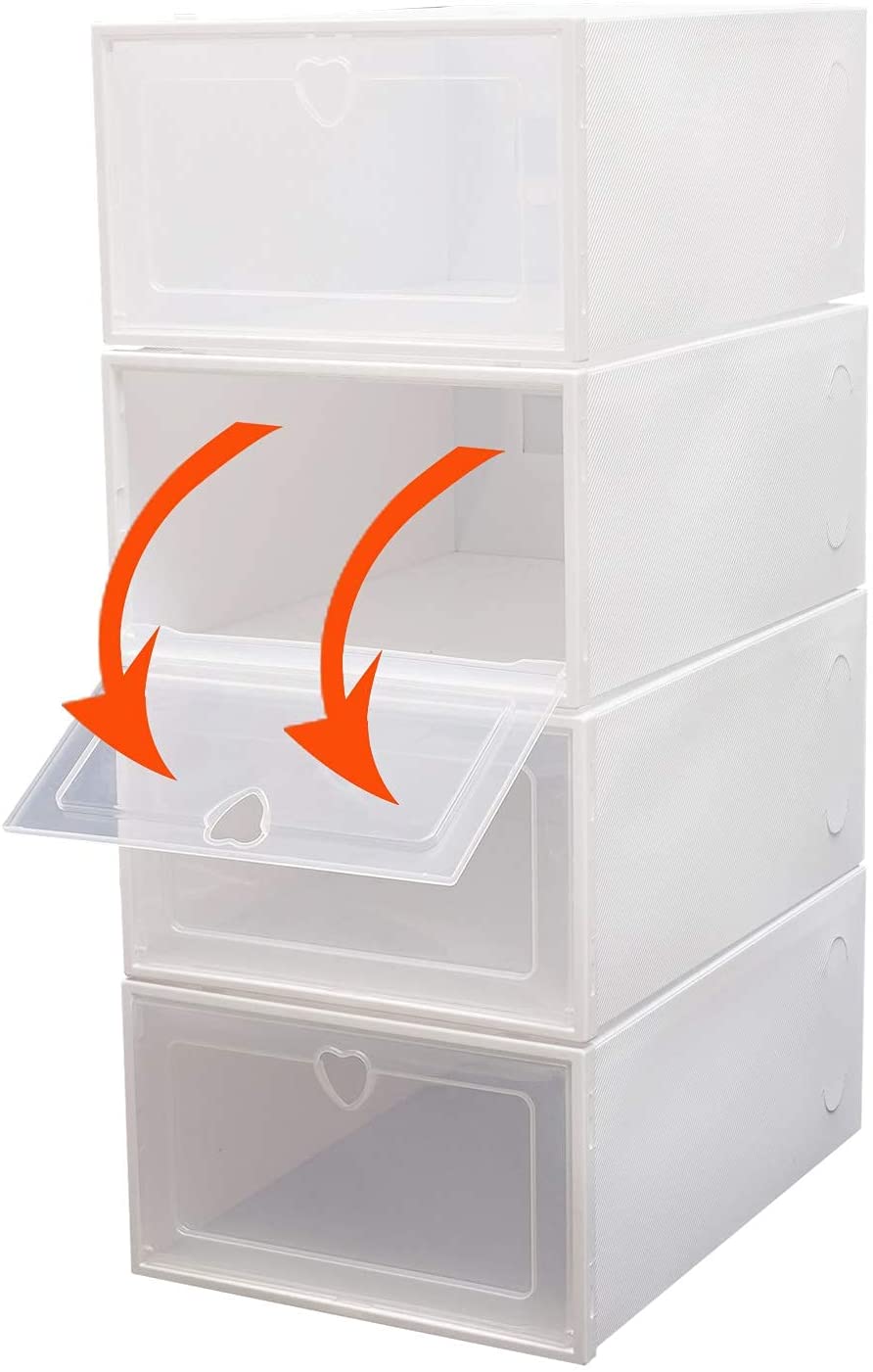 TFCFL 20pc Foldable Plastic Transparent Shoe Box Storage Clear Organizer Stackable Box