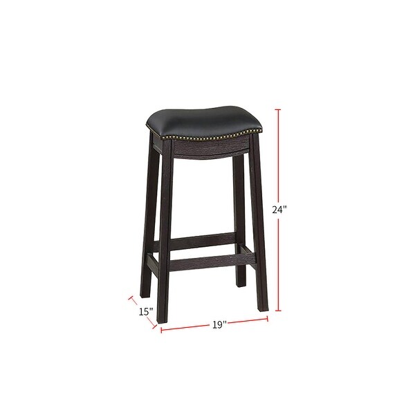 Black PU Upholstery Bar Stool， Set of 2